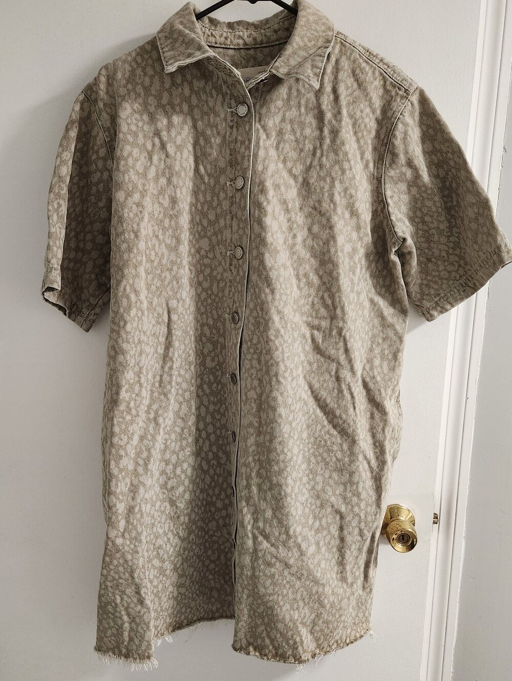 Universal Thread Ladies Animal Print Denim Dress With Frayed Hem, Size M